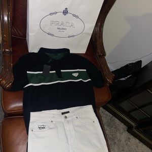 Prada polo size M and jean shorts size 32 set